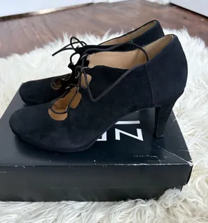Naturalizer Macie Black Suede Lace-Up Heels Size 10.5 thumbnail 1