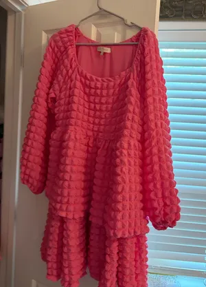 Simply Southern Pink Ruffle Dress Maxi M thumbnail 1