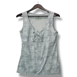 Patagonia Tank Top Large Blue White Ruched Athletic Nylon‎ Spandex Outdoor Hike thumbnail 2