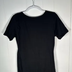Zenana Women's XL Black Ribbed Square Neck Short Sleeve Bodycon Midi Dress thumbnail 6