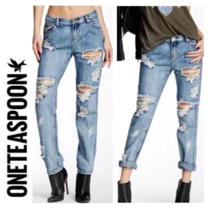 One Teaspoon Awesome Baggies low waist medium rise distressed jeans thumbnail 2