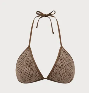 berlook Brown Crochet Halter Triangle Bikini Top and bottom 09 thumbnail 6