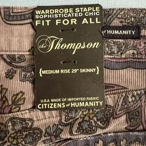 NWT Citizens of Humanity Thompson Paisley Birch Corduroy Mid‎ Rise Skinny Jeans thumbnail 5
