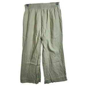 Abercrombie & Fitch Sage Green Linen Blend Pull On Wide Leg Pants Size S Short thumbnail 2
