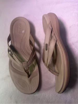 CROCS Women's Beige/Tan Strappy Flip Flop Sandals thumbnail 6