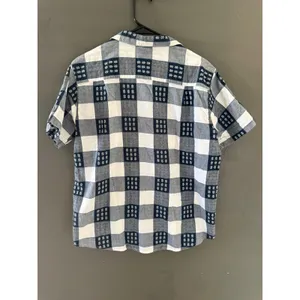 Cascade Vintage Cottage Blue White Checkered Floral Embroidered Cotton Shirt‎ L thumbnail 3