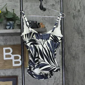Anne Cole Chic Draped Front Underwire Swim Top Palm Chic Black White 36C/38B thumbnail 2