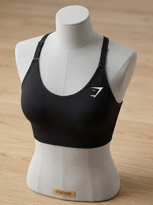 Gymshark Black Seamless Adjustable-Strap Sports Bra thumbnail 1