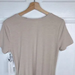 Treasure & Bond Women's Beige Oatmeal Ruched Side T-Shirt Midi Dress Size M thumbnail 6