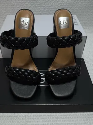 DV by Dolce Vita Black Braided Double-Strap Block Heel Sandals thumbnail 2