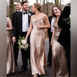 Revelry Skye‎ Velvet Champagne Cowl Neck Maxi Dress Size 2 thumbnail 12