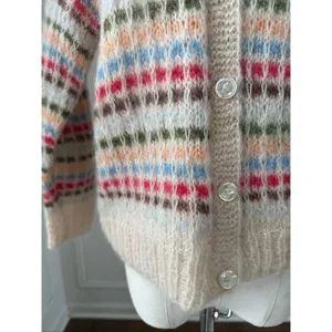 Vintage 60s 60s Mohair Stripe Cardigan Sweater XS S thumbnail 4