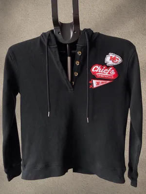 Kansas City Chiefs Waffle Knit Hooded Henley Women’s Black thumbnail 2