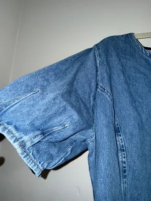 ALIGNE Aurelia Waisted Denim Mini Dress Anthropologie blue button size 12 thumbnail 5