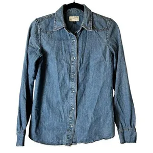 Universal Threads Western Denim Pearl Button Jean Shirt Size XS thumbnail 1