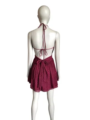 Lucy in the Sky Dark Red Halter Neck Dress thumbnail 4