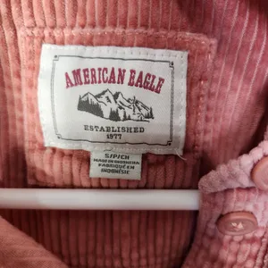 American Eagle Pink Long Sleeve Oversized Corduroy Button-Up Shirt Size Small thumbnail 3
