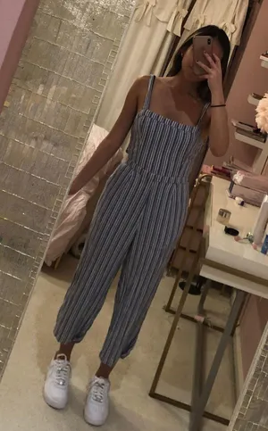 Hollister Light Blue & White striped Jumpsuit thumbnail 1
