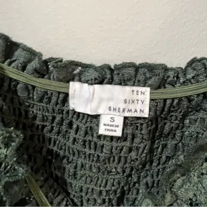 NWT Ten Sixty Sherman shirt Nordstrom Small Green Crop‎ Lace STRETCHY NEW thumbnail 7