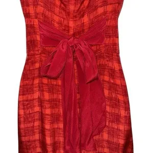 ANTHROPOLOGIE GIRLS FROM SAVOY Gogi Red Plaid Sleeveless Bow‎ Back Dress EUC 0 thumbnail 6