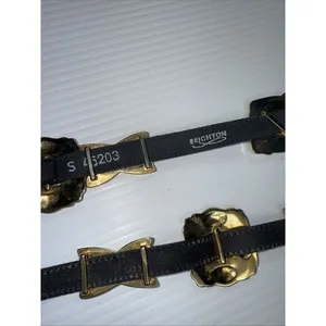 Vintage Brighton 1994 Gold Tone‎ Hardware & Black Leather Belt S #46203 30-32" thumbnail 3