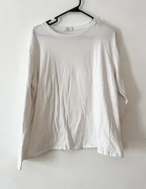 NUUDS Long Sleeve Everyday Tee Large White Casual Boxy Tee Shirt womens thumbnail 1