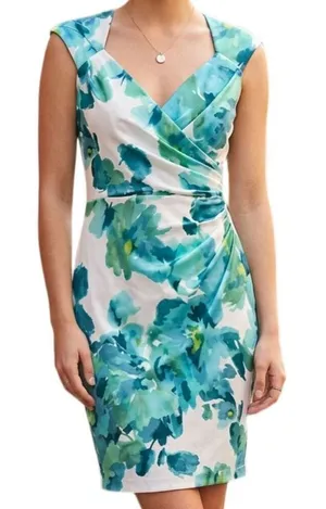 London times size 4 tropical satin faux wrap dress thumbnail 1