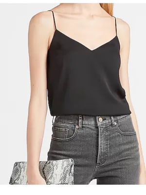 Express Black Women's Satin Camisole Top Women’s Lightweight Layering Size Small thumbnail 6
