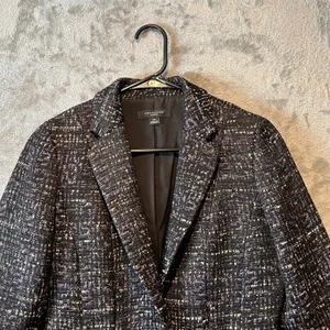 Ann Taylor Tweed Blazer Size 2P‎ Black Melange Peplum Suit Jacket Wool Blend thumbnail 2
