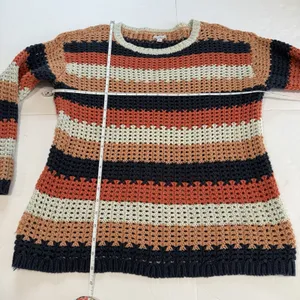LL Bean Colorful Stripes Sig Bailey Island Chunky Cotton Pullover Sweater‎ LARGE thumbnail 8