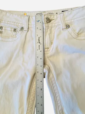 Miss Me Jeans White Cuffed Capri Cropped Jeans Embellished Pockets Women’s Sz 28 thumbnail 13