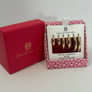 House of‎ Harlow 1960 Set of 3 Gold Tone Hoop Earrings Lead Safe Nickel Free thumbnail 10