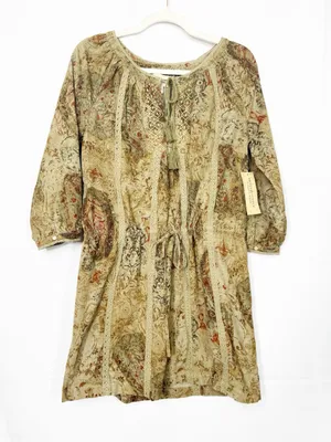 Denim & Supply Ralph Lauren Corduroy Peasant Dress Lace Trim Floral Botanical thumbnail 2