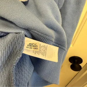 Aerie Pullover Sweater Women’s Blue Hooded Kangaroo Pocket Drawstring Size Med thumbnail 7