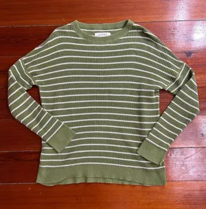 REI Co-op Women’s 100% Cotton Striped Knit Sweater Sz L 👽💚 thumbnail 1