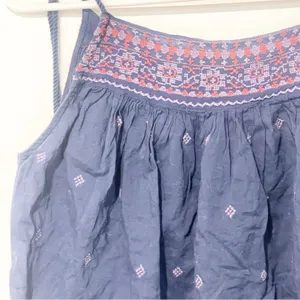Free People Size XS Blue Eternal Love Embroidered Tie Strap Top thumbnail 3