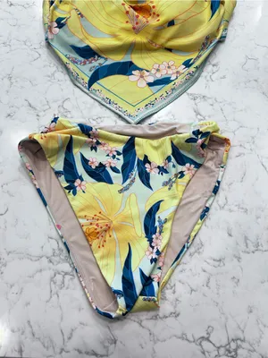 Farm Rio X Anthropologie Floral Print Bandana Bikini Top & High Leg Bottom Set S thumbnail 10