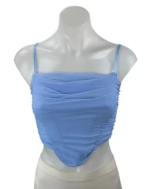 NEW Zesica Blue Sleeveless Ruched Bustier Corset Longline Cami Crop Top Size XS thumbnail 1