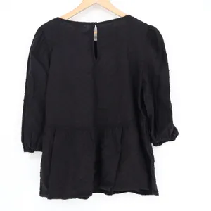 Time and Tru Womens Black Swiss Dot Peplum Top 3/4 Puff Sleeve Size M 8-10 NEW thumbnail 6