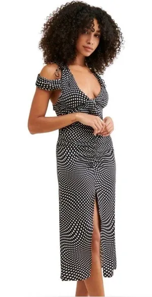 Elegant Black and White Polka Dot Dress For Love & Lemons BETH Farmhouse Couture thumbnail 1