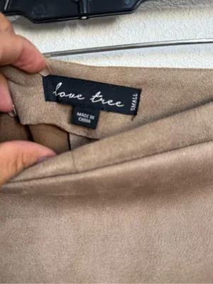 Love Tree Juniors L Taupe Faux Suede Wrap Mini Skort Snap Y2K Western Boho Fall thumbnail 6