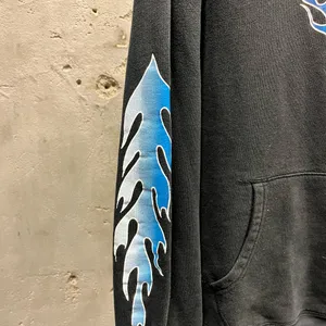 Old Navy Vintage Y2K Blue Flame Graphic Sleeve Hit Grunge Hoodie Medium Oversize thumbnail 2