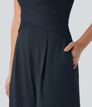 Halara Navy Blue U Back Sleeveless‎ Casual Jumpsuit with Pockets XS NWT thumbnail 14