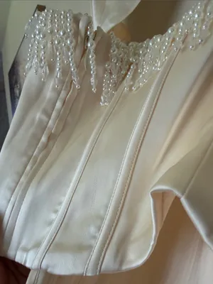 HOUSE‎ OF CB 'Aubrie' Vintage Cream Embellished Satin Corset With Sleeve NWOT S thumbnail 6