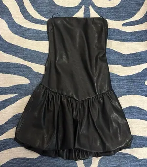 Black Leather Mini Dress thumbnail 1