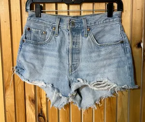 Levi's 501 Original Denim High Rise Shorts Light Wash Size 25 thumbnail 1