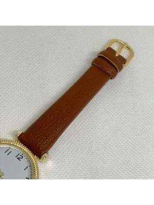 Accutime gold tone women’s watch watch 32mm quartz analog brown leather running thumbnail 4