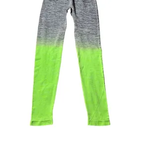 Running Girl Ombre Workout Leggings Gray Green Yoga Pants Athletic Wear‎ thumbnail 4