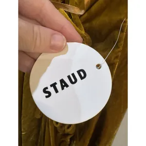 $426 Staud Women's Brown Bellamy Lace-Up Back Velvet Midi Dress Size Small thumbnail 8