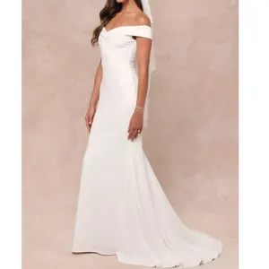 Lulus Luxe Bridal NWOT Arienne White Off-the-Shoulder Mermaid Maxi Wedding Dress thumbnail 2